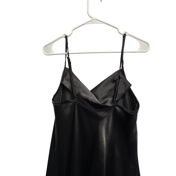 Bebe Black Satin Cowl Neck Slip Dress – Y2K Coquette Medium Whimsigoth Fairygoth - Picture 8 of 11
